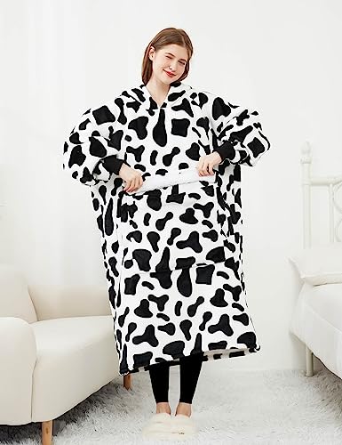 Image of KFUBUO Wearable Blanket Hoodie for Adults Sherpa All Patterns Oversized Sweatshirt Blanket with Pocket