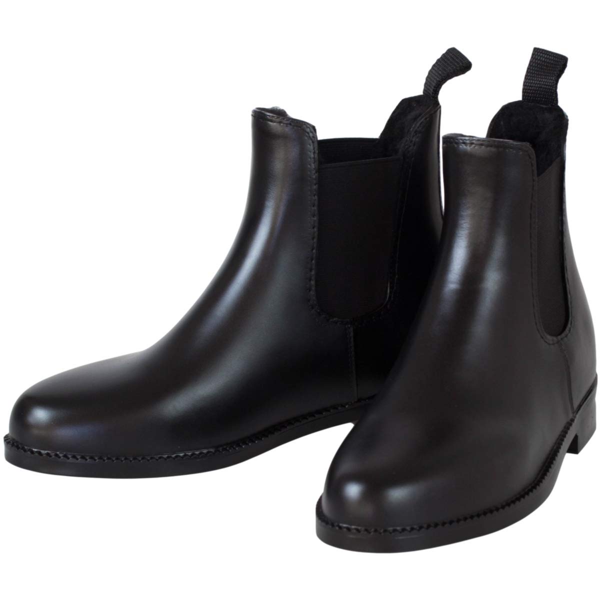 Lazura - Jodhpur Winter Reitstiefeletten Basic – Kinder, Herren & Damen Stiefeletten – mit Teddyplüschfutter & Pull-On – schwarze Chelsea Boots aus Kunstleder – Reitschuhe in Größe 28-43