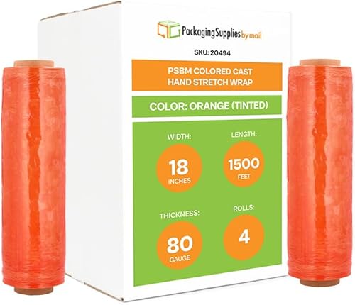 Vista 33 de PSBM - Envoltura elástica azul, paquete de 4, 18 pulgadas x 1500 pies, calibre 80, rollos de película elástica a mano tintada/transparente