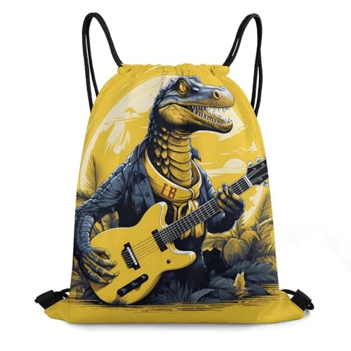 Alligator Cute Animal Drawstring Backpack Durable Sport Gym Bags Daypack for Men Women 35 * 42cm