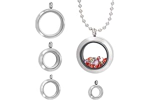 4Pcs 4 Sizes Living Memory Stainless Steel Crystal Photo Frame Locket Pendants