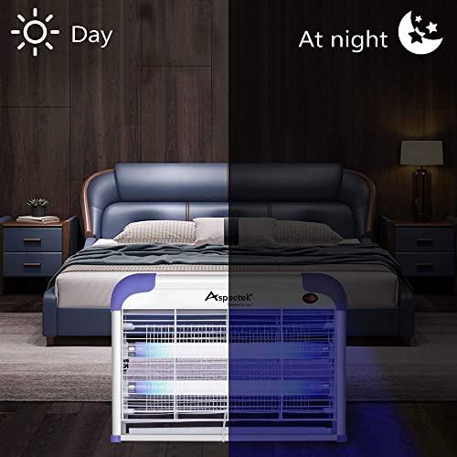 ASPECTEK Lila Insektenvernichter Elektrisch, 2800V Mückenlampe mit 20W UV-Lampe. Tötet Mücken, Motten, Fliegen. Mit 2 Ersatz - Glühbirnen, ideal für Haushalt