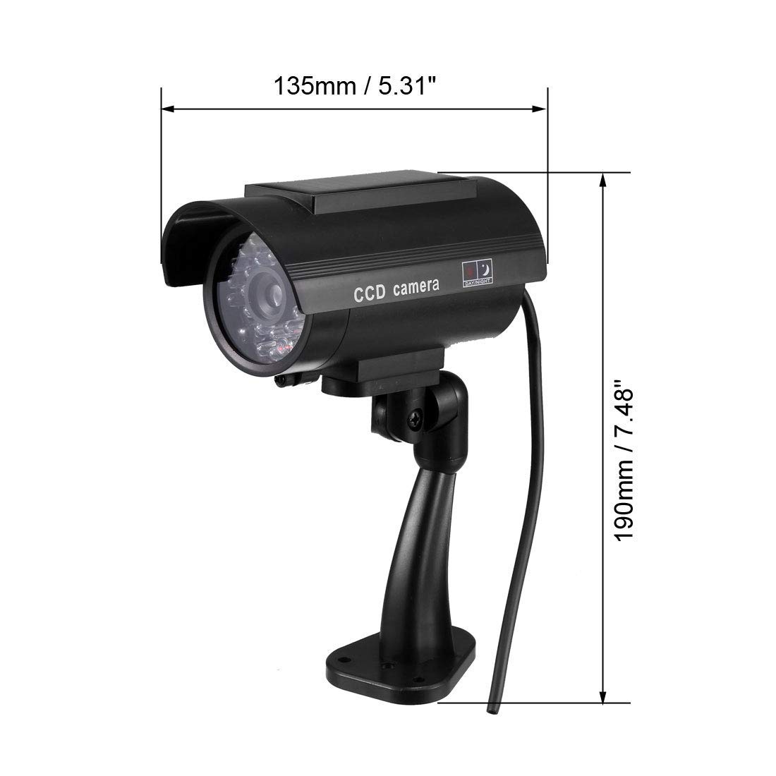 NA Faux Caméra De Sécurité Solaire Alimenté Système De Surveillance CCTV Factice avec Clignotant Rouge LED Voyant D'avertissement, Autocollant pour La Maison Extérieure Intérieure Noir 4 pcs