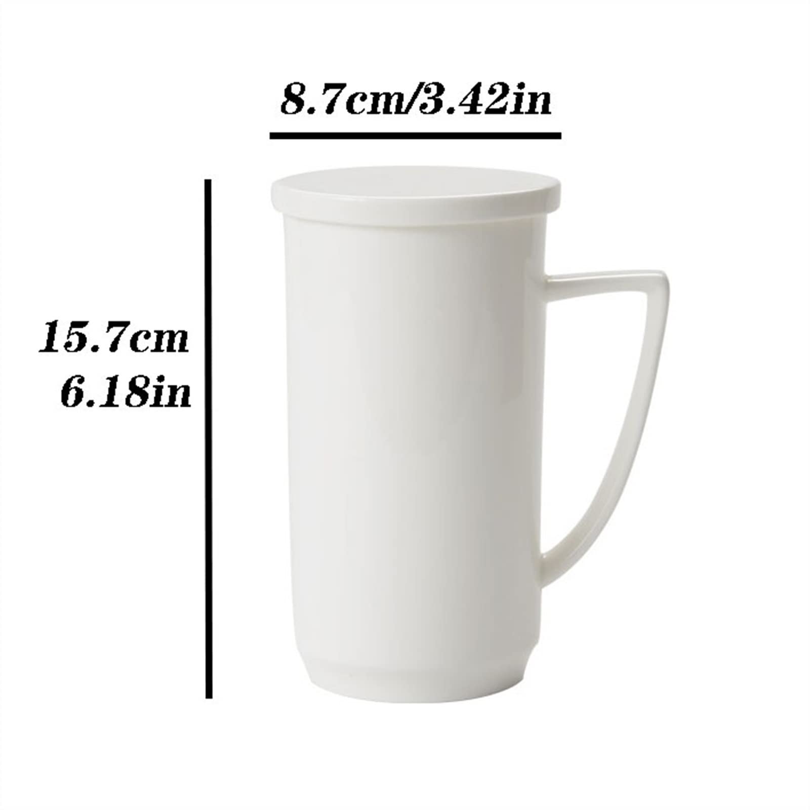 Ceramiczny kubek do kawy 500ML super pojemność kubek z porcelany kostnej prosty i piękny kubek do kawy z pokrywką kubek do mleka, biały zestaw kubków do kawy