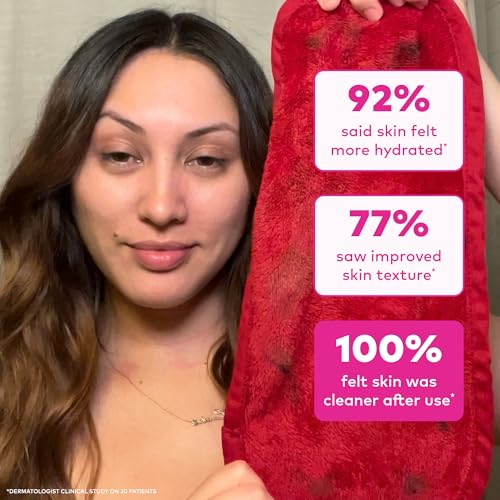 Image of The Original MakeUp Eraser PRO, Effortlessly Remove All Makeup Using Only Water, Including Waterproof Mascara, Eyeliner, Foundation, Lipstick, Sunscreen,and More! Love Red, 1ct.