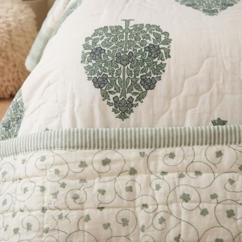 Image of Peepul Tree Hand Printed 100% Cotton Malmal Quilt 90x108 Inches