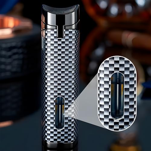 Encendedor metálico para cigarros con llama triple y recargable miniatura 7