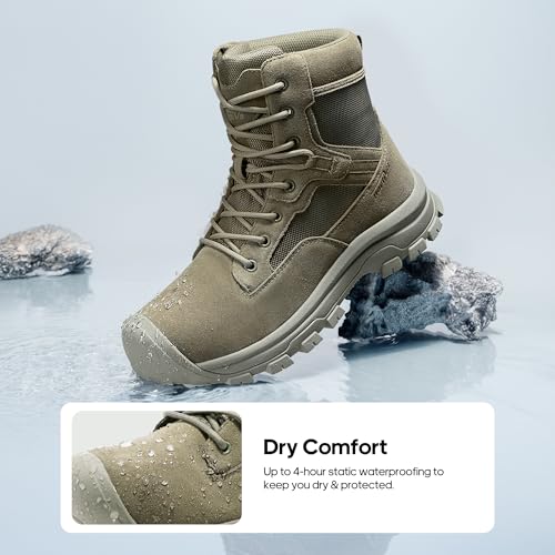 NORTIV 8 Men's Waterproof Work Military Tactical Boots Rubber Toe Leather Outdoor Hiking Motorcycle Combat Boots2