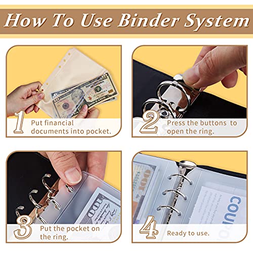 A6 Cash Envelope Budget Binder - Money Budget Wallet W/ 12Pcs Clear Envelopes, Expense Tracker Sheet & Stickers, Planner Notebook For Budgeting, Couponing, Black Money Saving Binder #TOP4