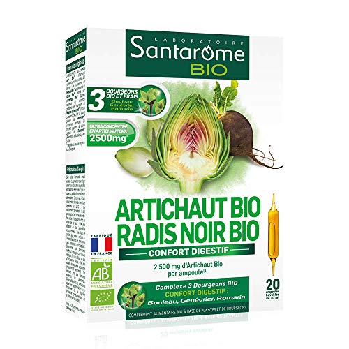 Santarome Bio Artichaut Radis Noir 20 Ampoules Complément Alimentaire Confort Digestif Programme 10 Jours
