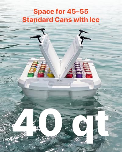 Image of VEVOR Floating Cooler 40 QT Floating Ice Chest with Wheels & Tow Rope, Premium LLDPE Amphibious Beverages Cooler for Water & Land, Cruise Stable on Lake, River, Beach, Kayak