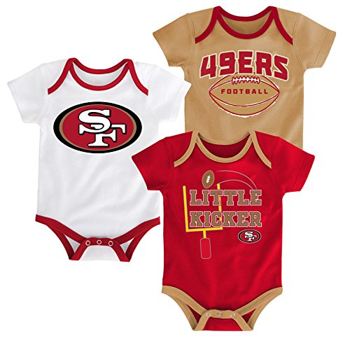 NFL San Francisco 49Ers Boys 3 Points 3 Pack Bodysuit Set, Crimson, 3