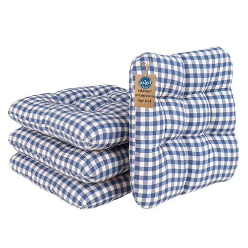 HLKauf 4 | 6 | 8er Set Sitzkissen 36x36x6 cm | weiche Kissen | Für Garten, Camping, Gastronomie oder Bistro | Oeko-Tex und Made in EU (Blau/Weiss & 1x HLKauf-Block, 8er-Set) HLKauf 4 | 6 | 8er Set Sitzkissen 36x36x6 cm | weiche Kissen | Für Garten, Camping, Gastronomie oder Bistro | Oeko-Tex und Made in EU (Blau/Weiss & 1x HLKauf-Block, 8er-Set)