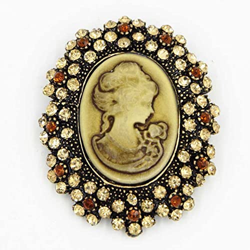 Image of lureme Vintage Elegant Victorian Lady Beauty Cameo with Crystal Brooch Pin (br000017)