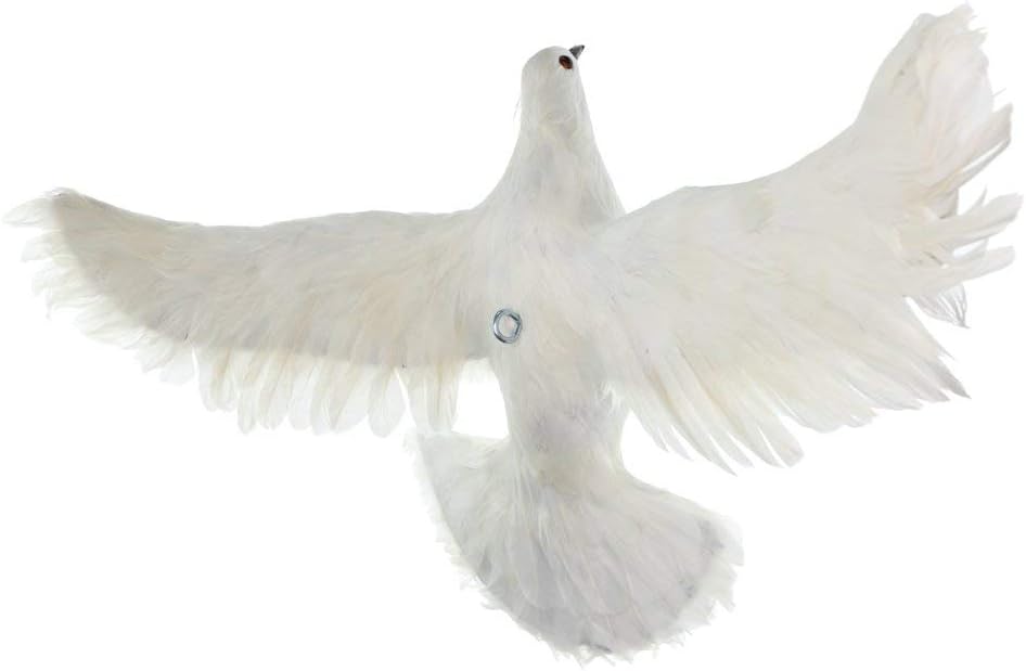 Taotenish Artificial Pigeon Bird Realistic Feathered Bird for Garden Tree Decor Ornament - #4 White Flying