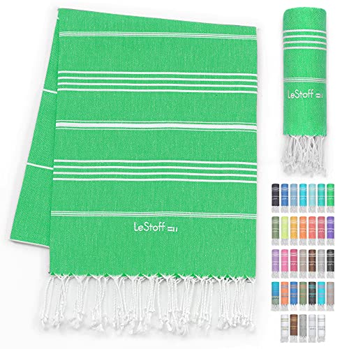 LeStoff Turkish Hammam Towel, 100% organic cotton, 95 x 180 cm, Pre-washed, Absorbent, Quick-drying, Lightweight