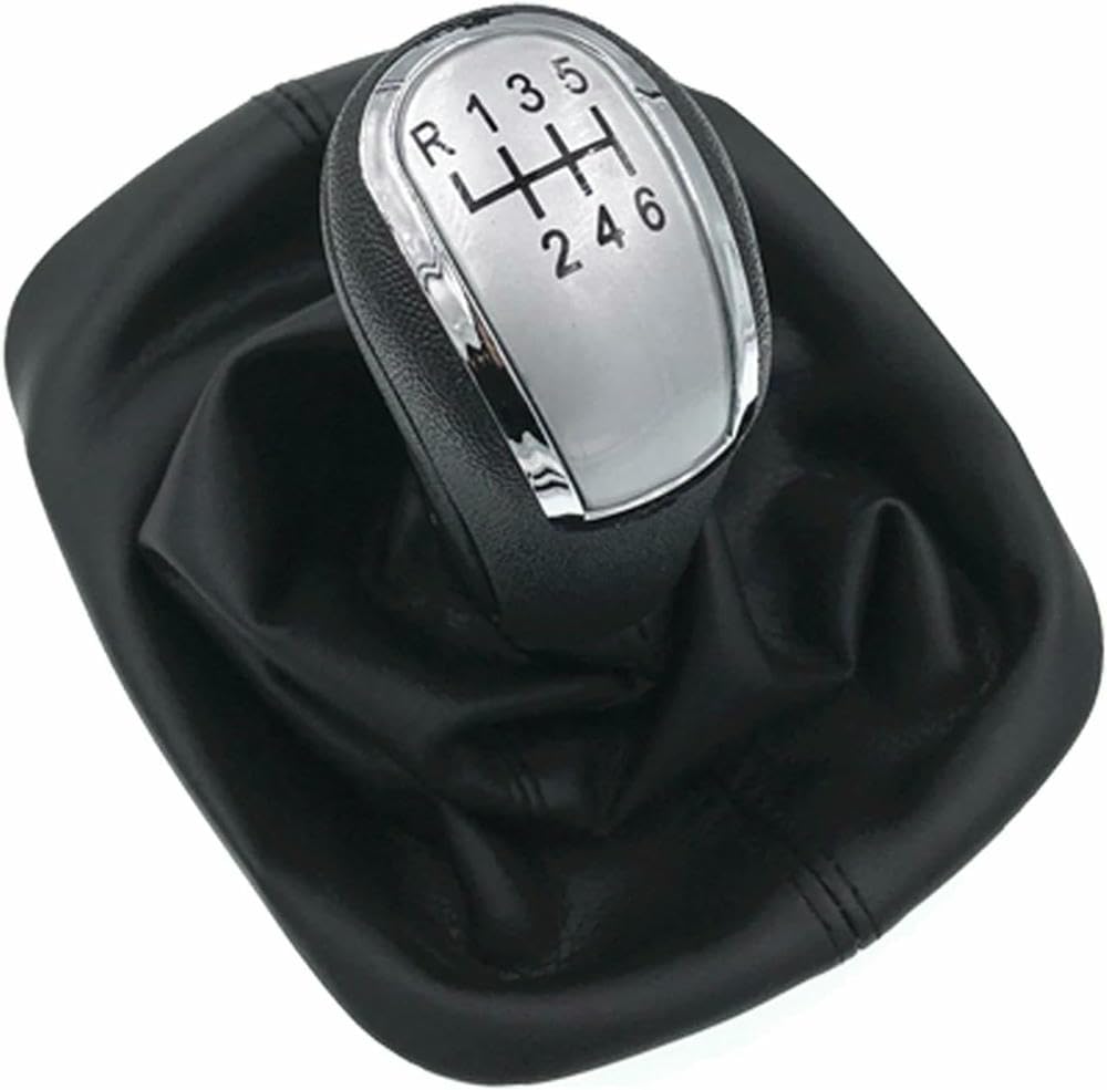 Gznbb Silver 6Speed Car Manual Gear Shift Knob Boot Cover Gaiter Lever Shifter Handle Stick, For Skoda For Fabia Mki 2000-2008