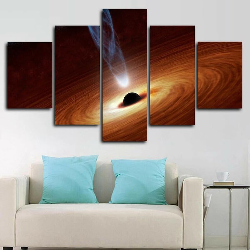 5 piezas de arte de pared Agujero Negro Universo Espacial impresión de lienzo de pared arte pintura,impresión en lienzo 5 piezas,cuadro sobre lienzo,cuadro en lienzo impresión de 5 piezas 150x80cm