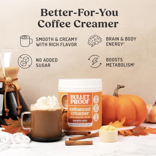 Image of Bulletproof Pumpkin Spice Creamer, 14.8 Ounces, Keto Coffee Powder Creamer with MCT Oil and Grass-Fed Butter