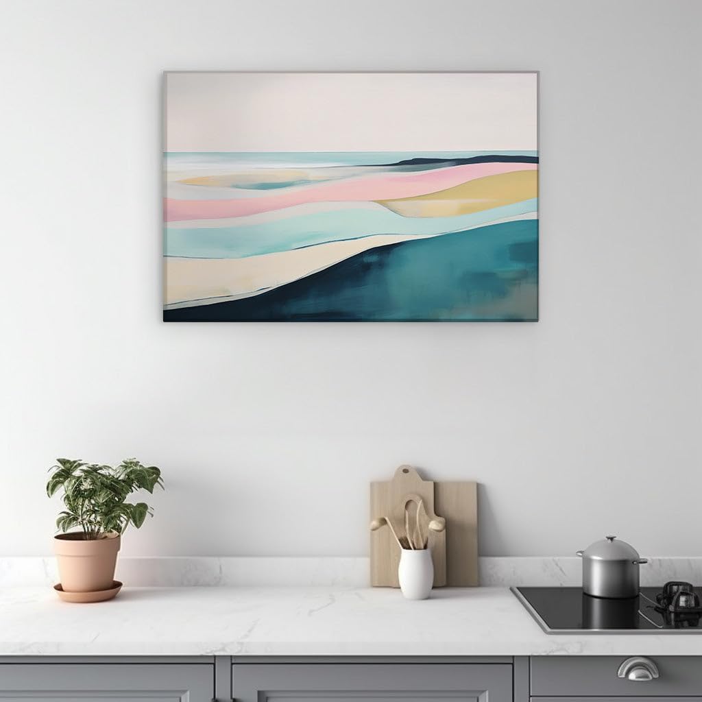 Canvas for Living room. Horizons of Color Blending Skies and Seas in Abstract Splendor, 27 x 18 inch Canvas Wall Art - Contemporary Masterpieces - Modern Home Decor