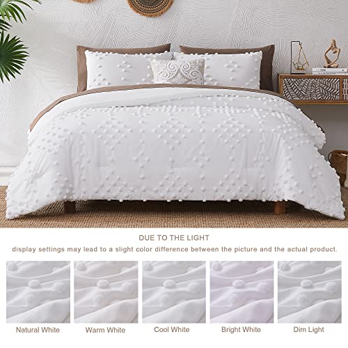 Geniospin White King Size Comforter Set, 8 Pieces Aesthetic Pom Comforter Sets, Bed In A Bag King, All Season Down Alternative Bedding Set, Soft Microfiber Lightweight, Warm And Breathable (102" X90") #TOP4