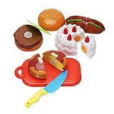 Material: plástico Juego de Imaginación Hamburguesa Pasteles Juguetes de Corte de Frutas para Niños