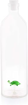Balvi Atlantis Turtle Glass Water Bottle with Green Turtle Figure Inside, Borosilicate Glass, 1.2L Capacity, Dishwasher Safe, Ideal for Home or Office Use Botella Atlantis Tortuga