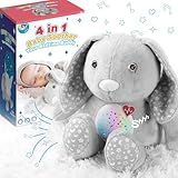 TOY Life Baby Sleep Soother Bunny, Baby Shush White Noise Machine with Womb's Heartbeat Lullabies Shhh Sound, Sweet Dream Crib Soother Night Light Projector Lullaby Stuffed Animal Rabbit Baby Toys