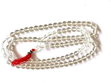 NAISHA Original Sphatik Mala Crystal Quartz Japa Mala 108+1 Beads, Healing Gemstone Prayer Necklace for Meditation, Yoga, Chanting and Spiritual Practices, Unisex Quartz Rosary
