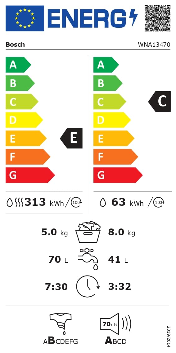 Bosch Serie 4 WNA13470 Waschtrockner 8 kg Waschen 5 kg Trocknen 1400 UpM AutoDry Iron Assist AquaStop