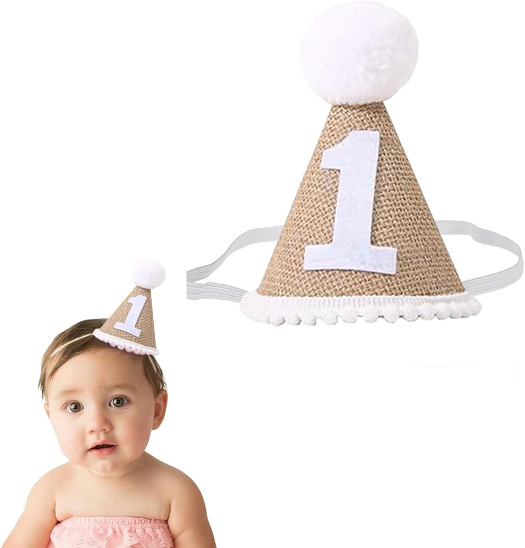 BabyMoon 1 Year Birthday Cone Cap | Cake Smash | Baby Photography Cap | Brown
