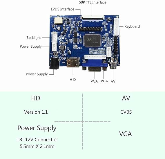 VSDISPLAY 12.3'' Stretched Bar LCD Screen 1920x720 Supports VGA AV Input