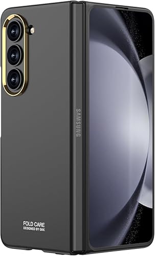 Miimall Funda para Fold 5 con protector de pantalla, protector de pantalla HD con textura táctil de piel, funda delgada para Z Fold 5 - Negro