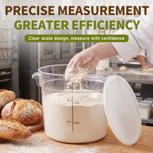 Image of Ziliny 1 Pcs 6 Qt Dough Proofing Container with Lid and Red Scale, White