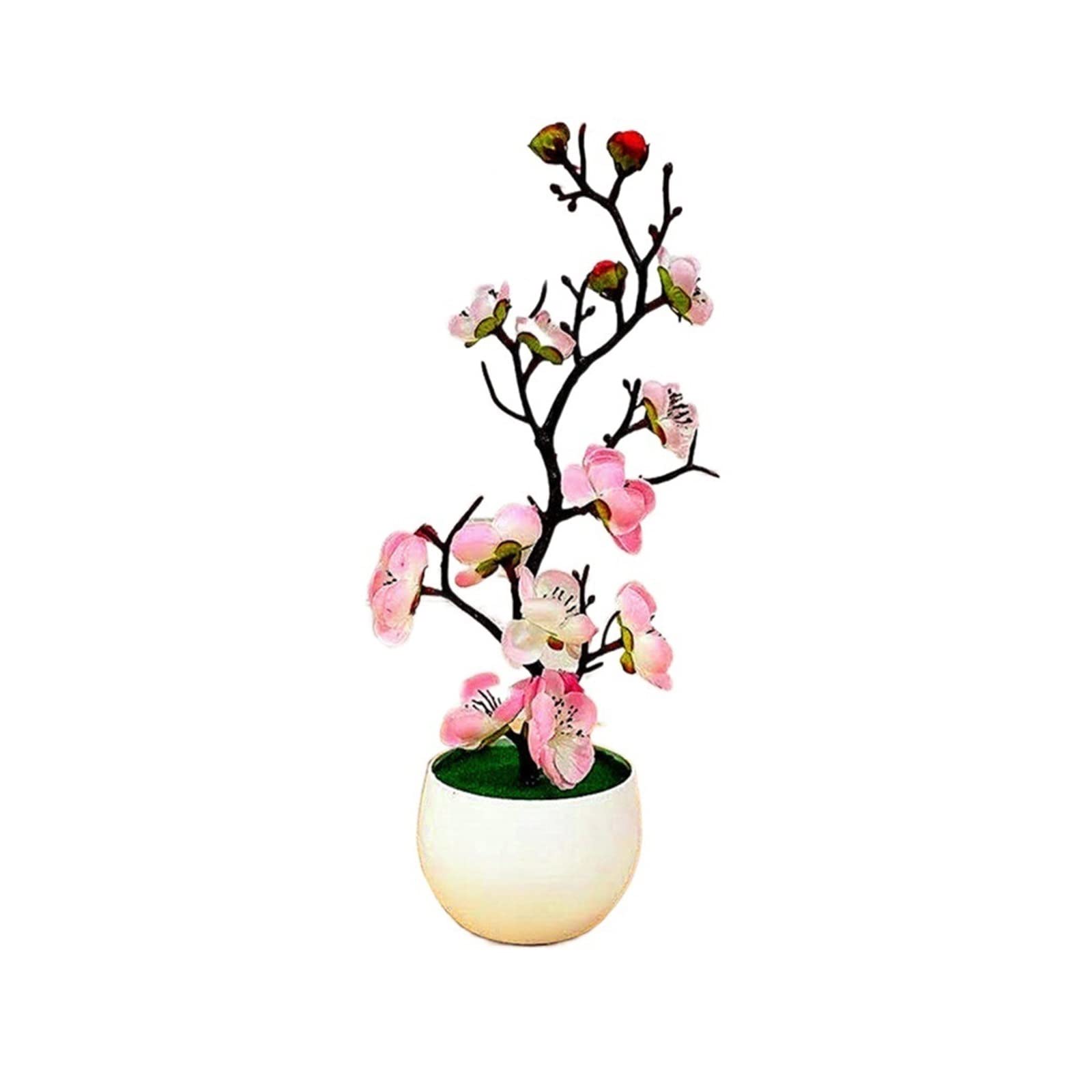 HCZKIUJY Artificial Bonsai Tree Bonsai Silk Flowers Plum Artificial Potted Plants Blossoms Simulation Winter Plum Branch Vases Wedding Home Room Decorate Fake Plant Decoration (B)