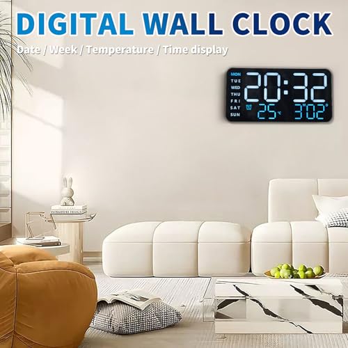 KCKJ Large Digital Alarm Clock for Bedroom & Home - with Temperature, Date and Weekday Display, Adjustable Brightness & Volume, Dual Use for Desk or Wall Mount - Image 5