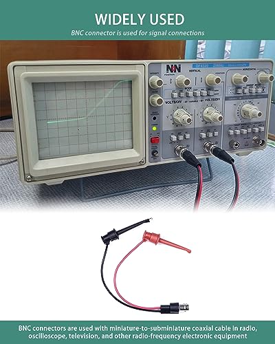 Image of BNC Test Leads, BNC to Mini Grabber Test Clip, Test Lead Breakout Cable for Multimeter, 5A Current Rating, 2 Pack