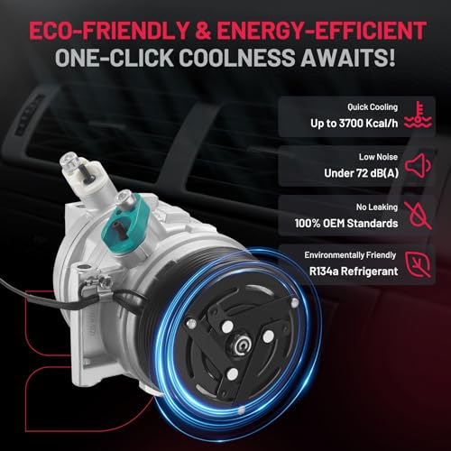 BDFHYK Air Conditioning A/C Compressor 58892 Compatible with Nissan March 2012-2018, Juke 2012-2014, Note 2014-2017 L4 1.6L, Tiida 2013-2014, Versa 2011-2019, Replace# 6513076