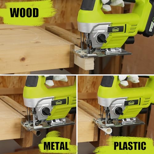 DEWINNER 20V Cordless Jig Saws, Electric Jigsaw with 0-4 Orbital Sets, 2000mAh Battery, ±45°Bevel Cutting Angle,LED Light, 5PCS T-Shank Blades for Wood Metal Cutting 7 DEWINNER 20V Cordless Jig Saws, Electric Jigsaw with 0-4 Orbital Sets, 2000mAh Battery, ±45°Bevel Cutting Angle,LED Light, 5PCS T-Shank Blades for Wood Metal Cutting - Image 7