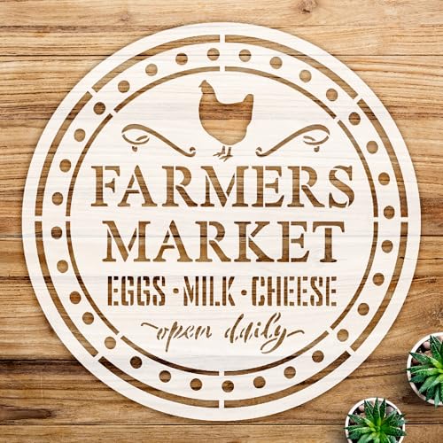 Farmers Market Stencil Pattern for Home Decor and Crafts, Eggs Milk Cheese Design, Perfect for DIY Projects and Painting on Wood and Walls - Size A4 (8.5