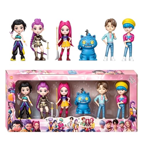 6Pcs K Pop Demon Hunters Toys Dolls, 3.94 Inch PVC Action Figures Set, Collectible Figure for Fans with Gift Box, Gift for Anime & K-pop Lovers
