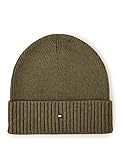 Tommy Hilfiger Herren Essential Flag Beanie Strickmütze, Army Green Melange, One Size