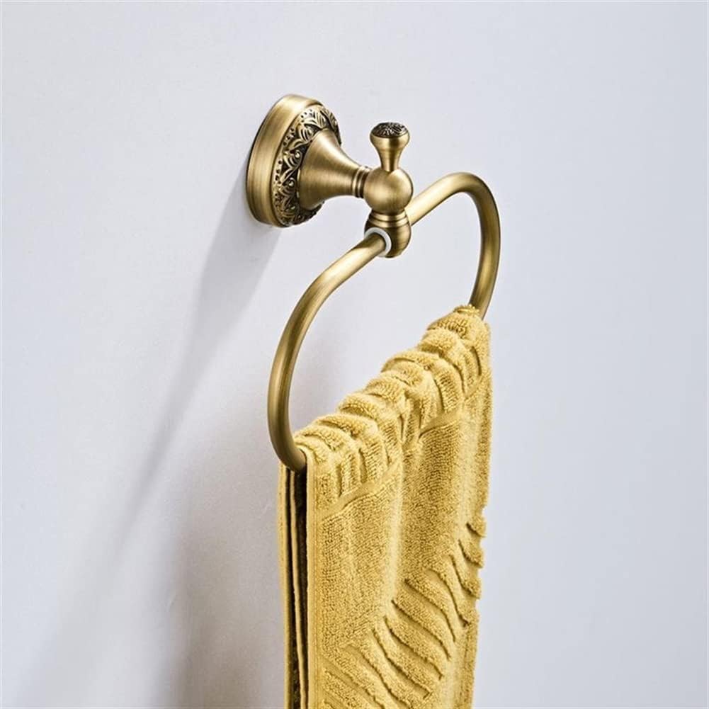 LSLYTQ Retro Copper Towel Ring, Oval Towel Hanging Rack Hook, Wall-Mounted Towel Shelf Holder, Classic Bathroom Accessories