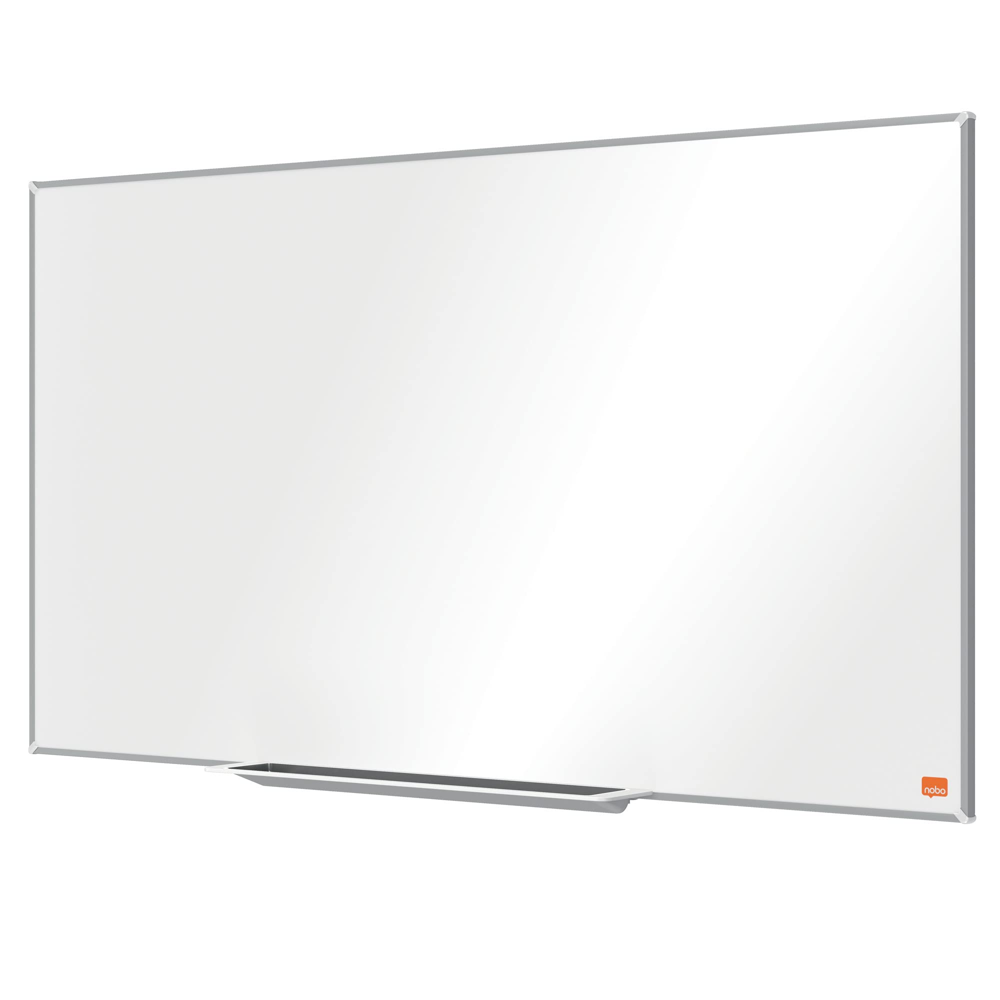 Nobo Widescreen Magnetic Steel Whiteboard With Pen Tray, 890 x 500mm, Slim Trim Frame, InvisaMount Mounting System, Impression Pro, 89 x 50cm, White, 1915254