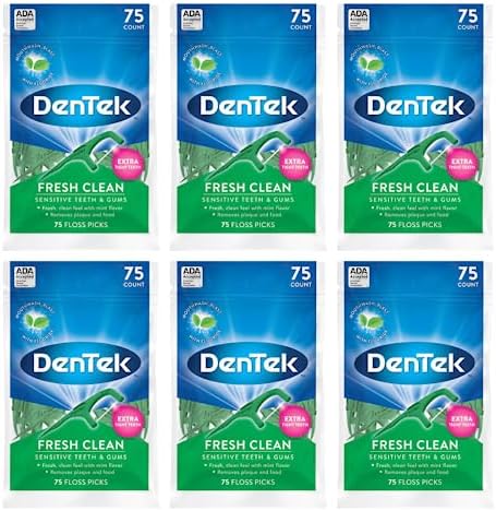 Amazon.com : DenTek Fresh Clean Floss Picks, for Extra Tight Teeth, 75 ...
