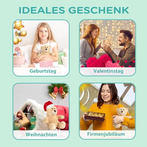 LotFancy Teddybär Plüschtier Kuscheltiere 20cm, Teddy Bär Klein Braunbär Süße Stofftier Spielzeug, Geschenke für Kinder Mädchen Freundin, Geburtstag Valentinstag, Hellbraun
