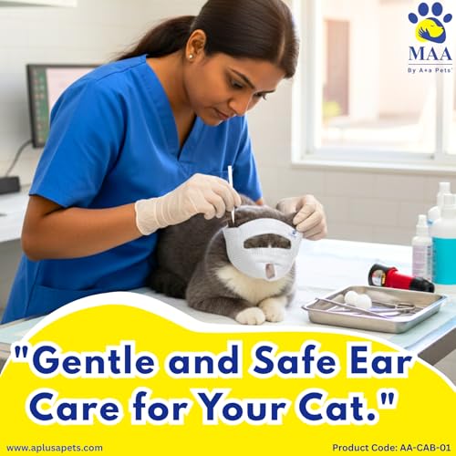 Image of A+a Pets' MAA Cat Muzzle | Anti-Bite Mask | Soft & Breathable Cotton (Eyes Open, S)