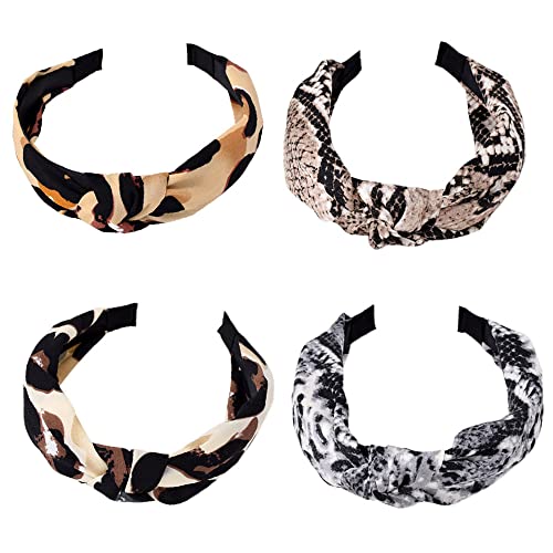 Headbands for Women Alice Bands Adult Women Boho Beauty Wide Top Knot Turban Fabric Hairband No Slip Headwear Elastic Hair Hoops Fashion Hair Accessories for Women and Girls 4Pcs - Image 2