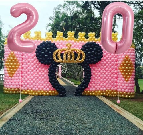 Image of TONIFUL 40 Inch Large Light Pink Number 20 Balloons Giant Digital 20 Helium Balloons, Pink Foil Mylar Big Number Balloons for 20th Birthday Party 20th niversary Supplies Decorations