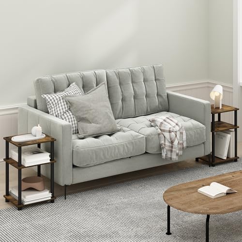 Image of Furinno JUST Side Table, 3-Tier End Table, Open Shelves Night Stand, Bedside Table, Toolless Assembly, for Living Room, Bedroom, Bathroom, Amber Pine